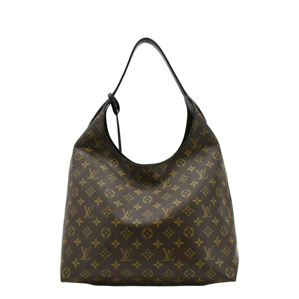 Louis Vuitton Flower Monogram Canvas Hobo Bag Brown