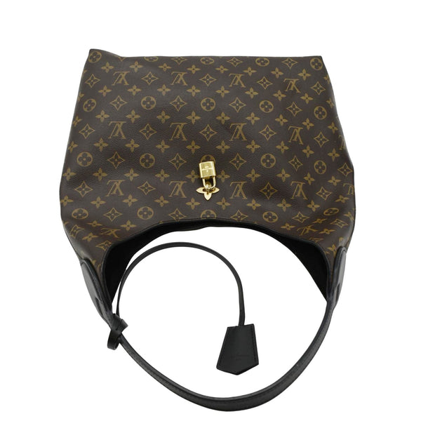 Louis Vuitton Flower Monogram Canvas Hobo Bag Brown