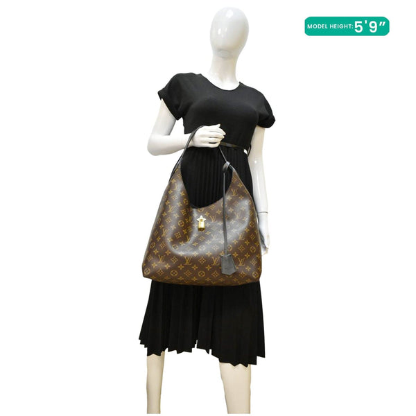 Louis Vuitton Flower Monogram Canvas Hobo Bag Brown