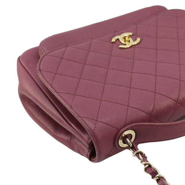 CHANEL Business Affinity Medium Flap Quilted Caviar Shoulder Bag Pink