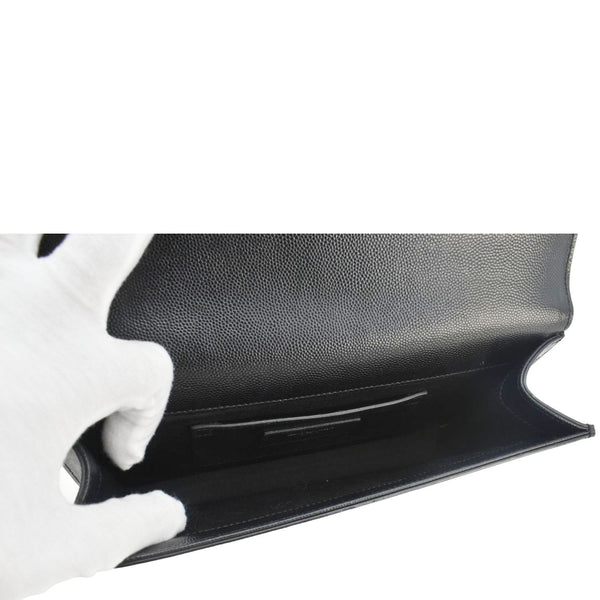 YVES SAINT LAURENT Kate Grained Leather Clutch Black