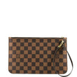 LOUIS VUITTON Neverfull Damier Ebene Pochette Wristlet Pouch Brown