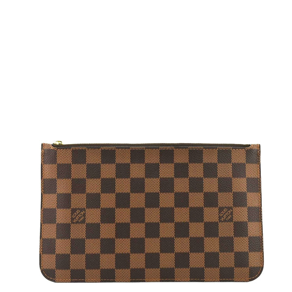 LOUIS VUITTON Neverfull Damier Ebene Pochette Wristlet Pouch Brown