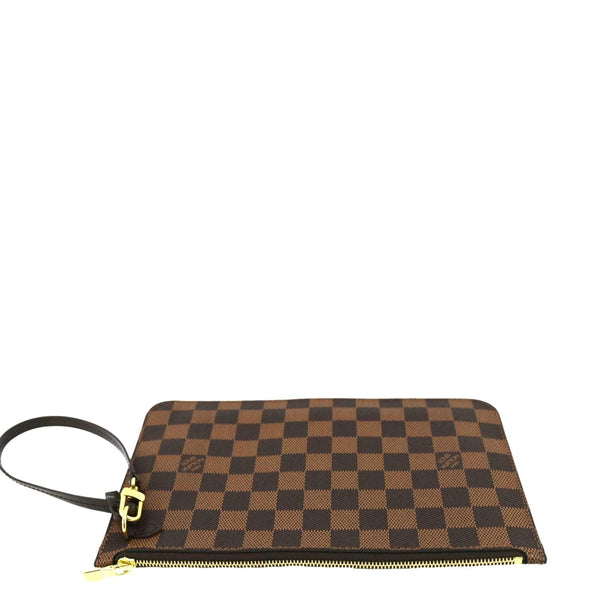 LOUIS VUITTON Neverfull Damier Ebene Pochette Wristlet Pouch Brown