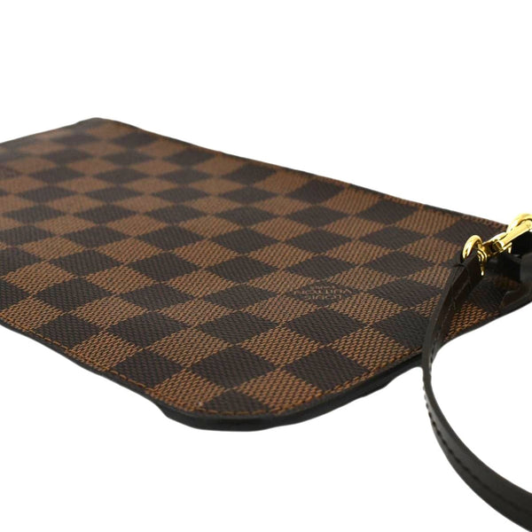 LOUIS VUITTON Neverfull Damier Ebene Pochette Wristlet Pouch Brown