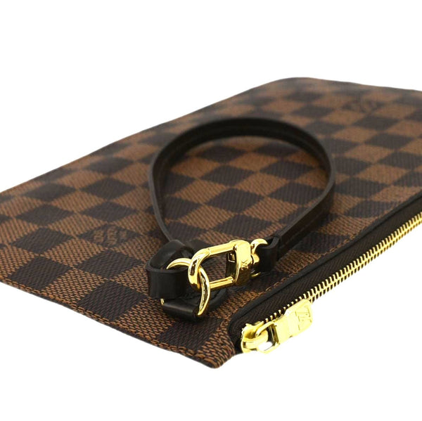 LOUIS VUITTON Neverfull Damier Ebene Pochette Wristlet Pouch Brown