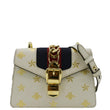 GUCCI Sylvie Mini Bee Star Leather Crossbody Bag Off White 470270