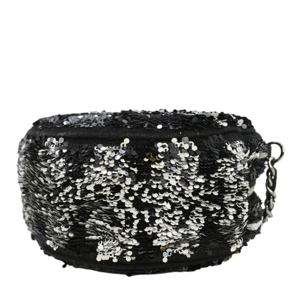 CHANEL Round Tweed Clutch Crossbody Bag Black