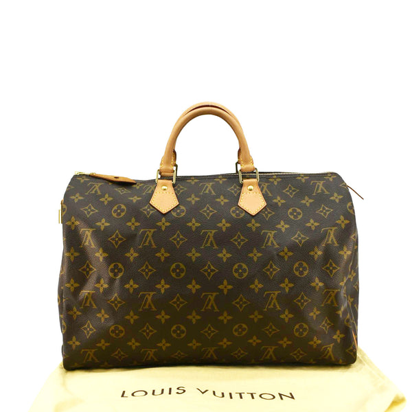 LOUIS VUITTON Speedy 40 Monogram Canvas Satchel Bag Brown