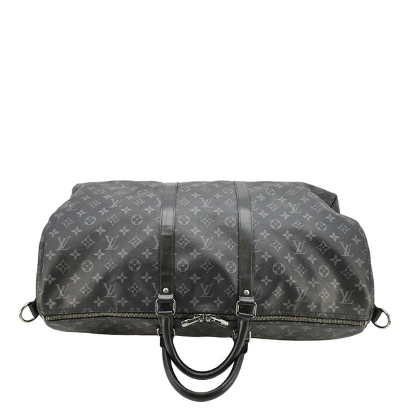 LOUIS VUITTON Keepall 55 Bandouliere Monogram Eclipse Travel Bag Black