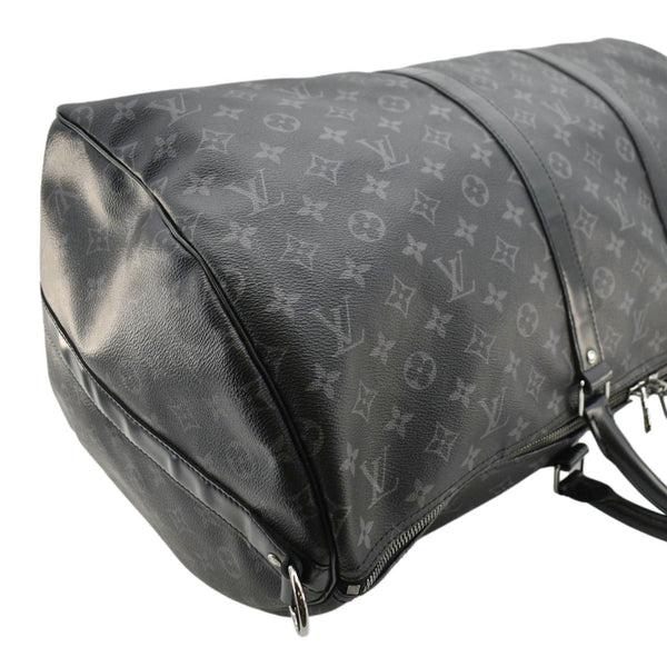 LOUIS VUITTON Keepall 55 Bandouliere Monogram Eclipse Travel Bag Black