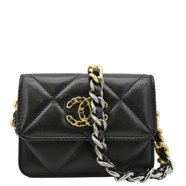 CHANEL 19 Flap Coin Purse Quilted Leather Chain