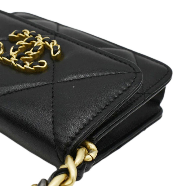 CHANEL 19 Flap Coin Purse Quilted Leather Chain corner look