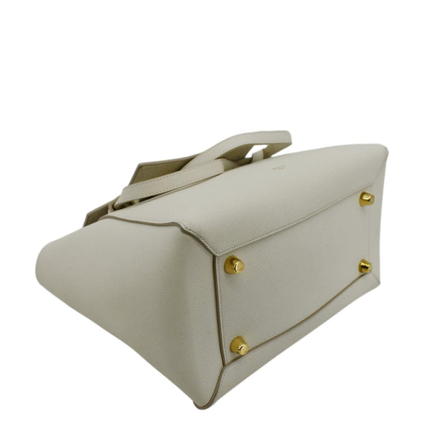 CELINE Mini Belt Grained Calfskin Leather Shoulder Bag White