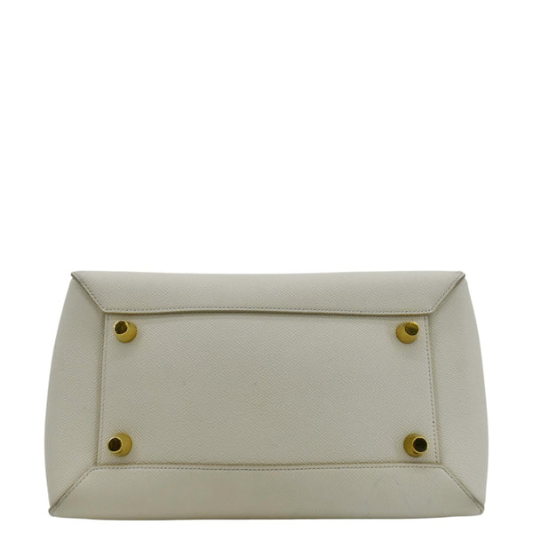 CELINE Mini Belt Grained Calfskin Leather Shoulder Bag White