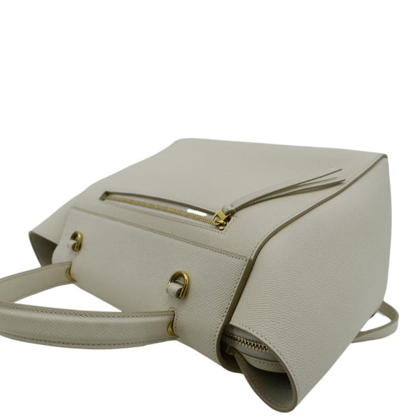 CELINE Mini Belt Grained Calfskin Leather Shoulder Bag White