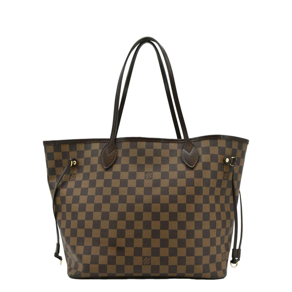 LOUIS VUITTON Neverfull MM Damier Ebene Tote Bag Brown front look