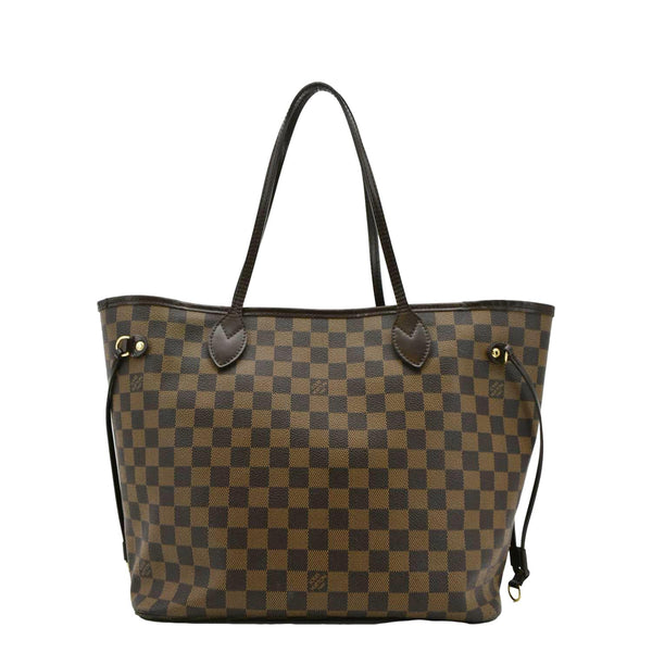 LOUIS VUITTON Neverfull MM Damier Ebene Tote Bag Brown back look