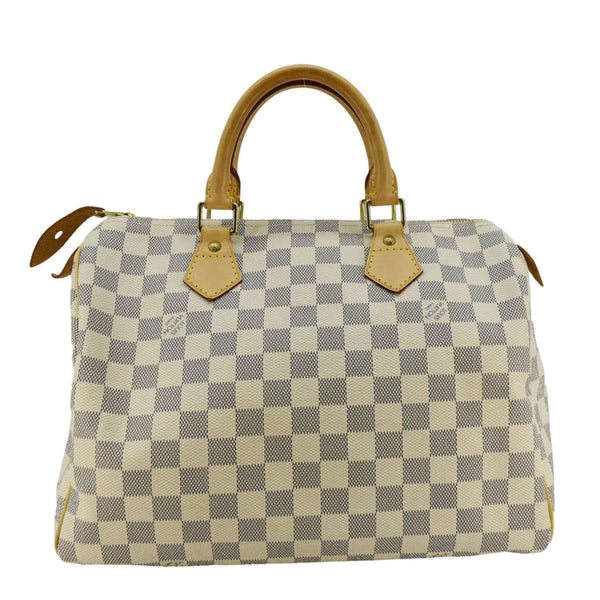 LOUIS VUITTON Speedy 30 Damier Azur Satchel Bag White