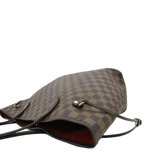 LOUIS VUITTON Neverfull MM Damier Ebene Tote Bag Brown corner look