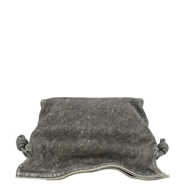 LOEWE Flamenco Medium Denim Flocked Clutch Bag Gray