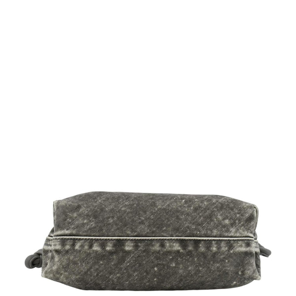 LOEWE Flamenco Medium Denim Flocked Clutch Bag Gray