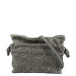 LOEWE Flamenco Medium Denim Flocked Clutch Bag Gray front look