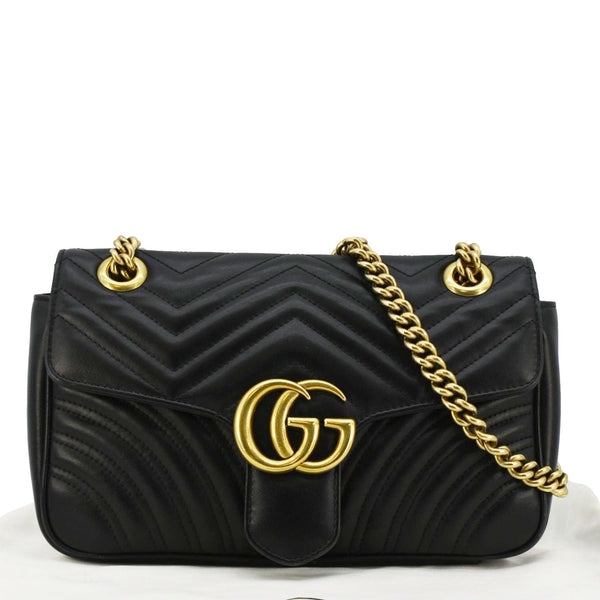 GUCCI GG Marmont Small Matelasse Leather Crossbody Bag Black 443497