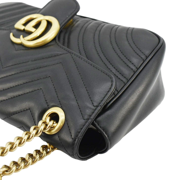 GUCCI GG Marmont Small Matelasse Leather Crossbody Bag Black 443497