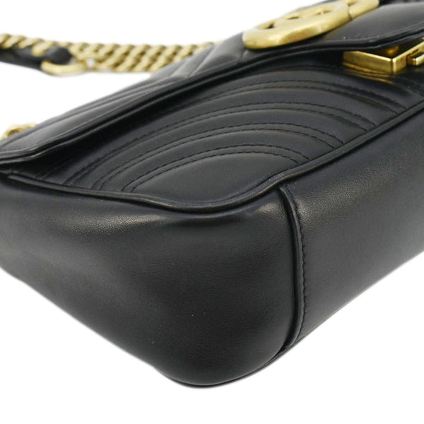 GUCCI GG Marmont Small Matelasse Leather Crossbody Bag Black 443497