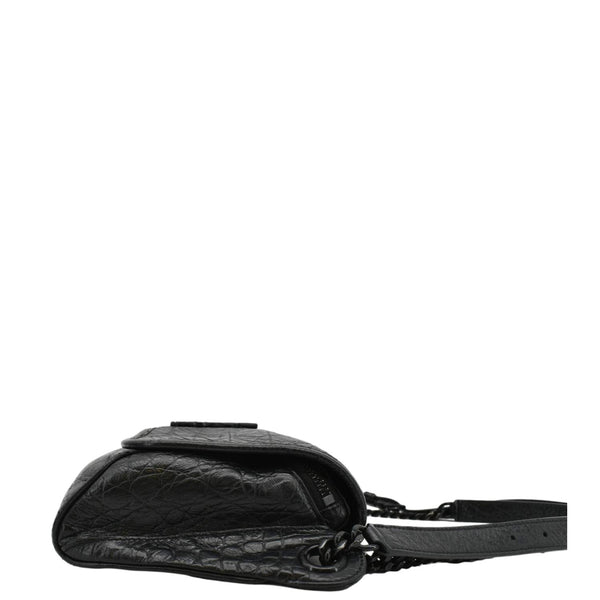 YVES SAINT LAURENT Niki Baby Crocodile Leather Chain Shoulder Bag Black