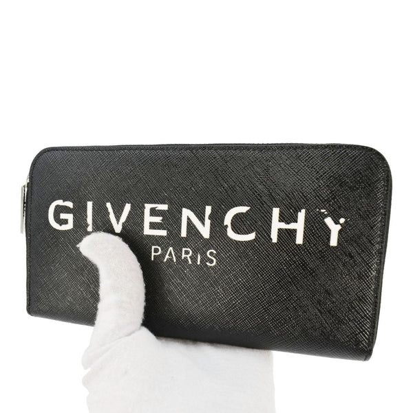 GIVENCHY Iconic Suffiano Leather Zip Long Wallet Black