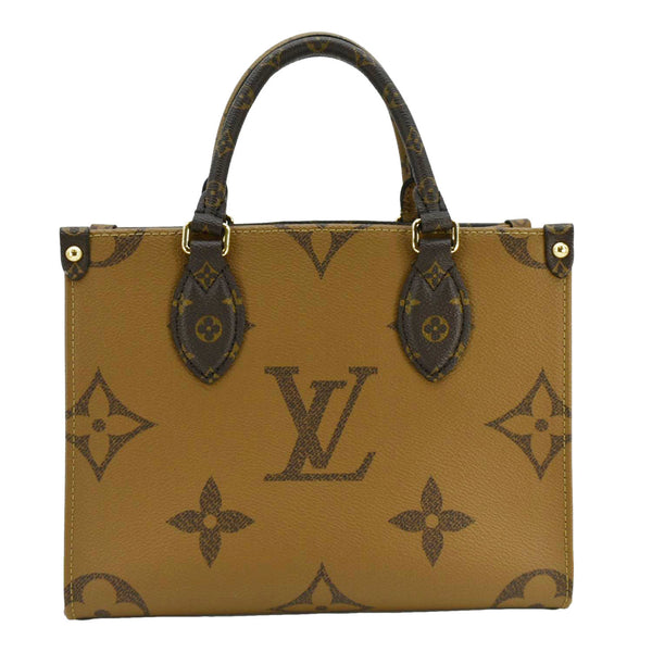 LOUIS VUITTON Onthego PM Giant Monogram Reverse Canvas Tote Shoulder Bag Brown