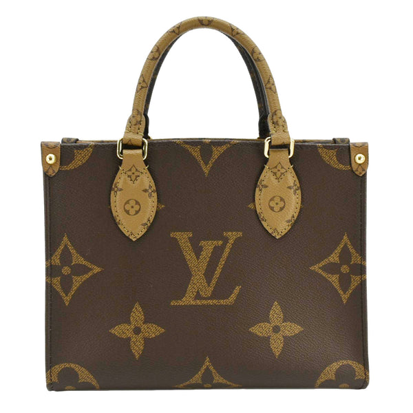 LOUIS VUITTON Onthego PM Giant Monogram Reverse Canvas Tote Shoulder Bag Brown