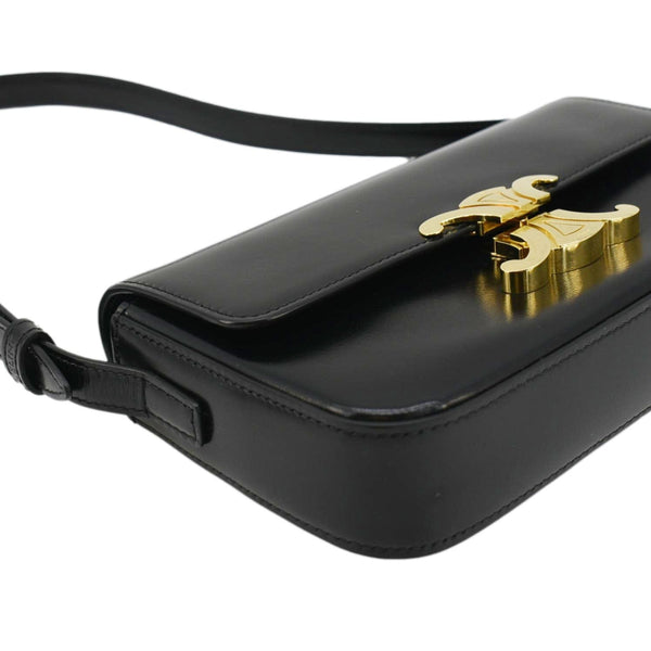 CELINE Triomphe Calfskin Leather Shoulder Bag Black