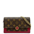 LOUIS VUITTON Flore Monogram Canvas Chain Wallet Fuchsia