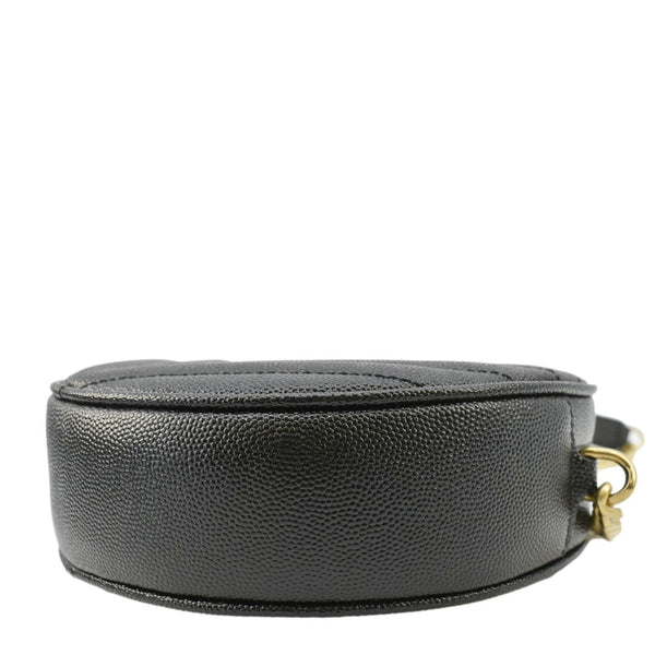 YVES SAINT LAURENT Vinyle Round Chevron Leather Camera Crossbody Bag Black