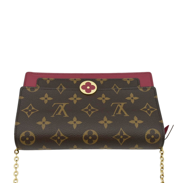 LOUIS VUITTON Flore Monogram Canvas Chain Wallet Fuchsia