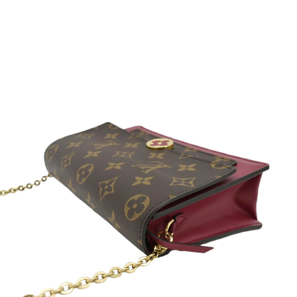 LOUIS VUITTON Flore Monogram Canvas Chain Wallet Fuchsia