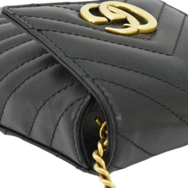 GUCCI GG Marmont Mini Matelasse Leather Chain Crossbody Bag Black 672251