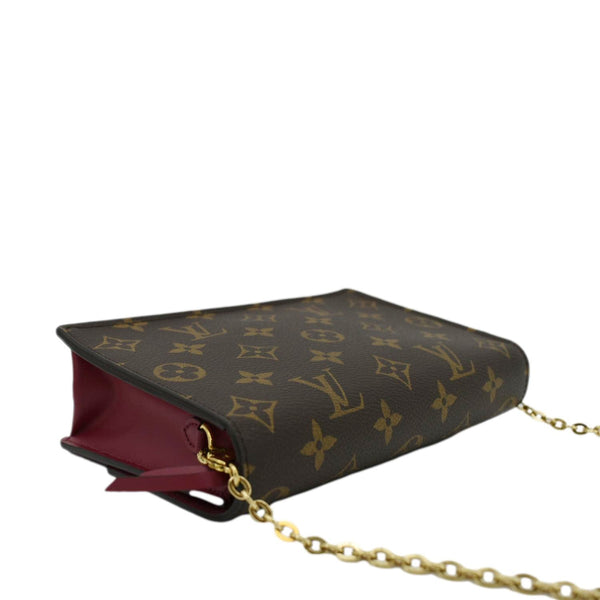 LOUIS VUITTON Flore Monogram Canvas Chain Wallet Fuchsia