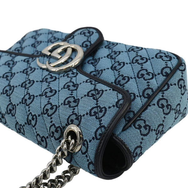 GUCCI GG Marmont Canvas Leather Crossbody Bag Blue 443497