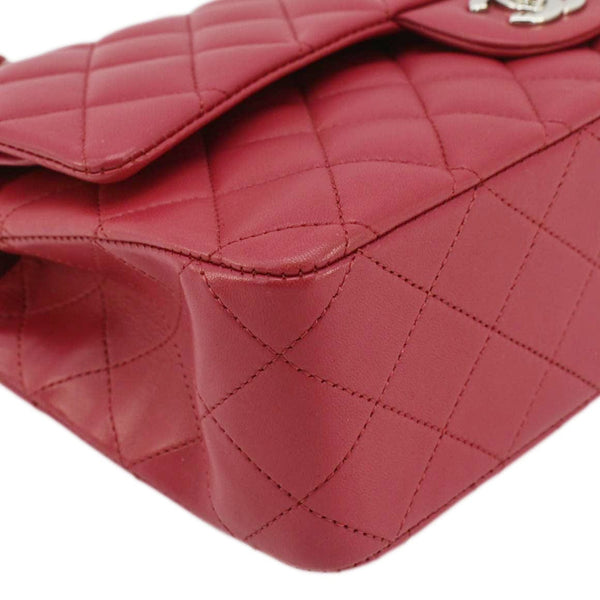 CHANEL Classic Double Flap Medium Quilted Leather Shoulder Bag Fuchsia Pink