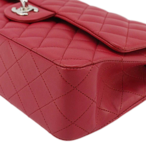 CHANEL Classic Double Flap Medium Quilted Leather Shoulder Bag Fuchsia Pink