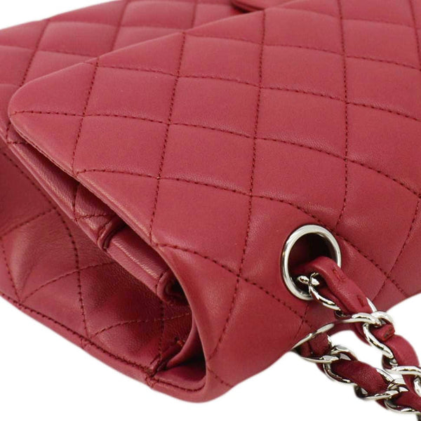 CHANEL Classic Double Flap Medium Quilted Leather Shoulder Bag Fuchsia Pink