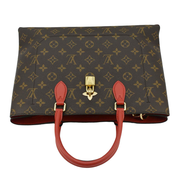 LOUIS VUITTON Flower Monogram Canvas Tote Shoulder Bag Cerise