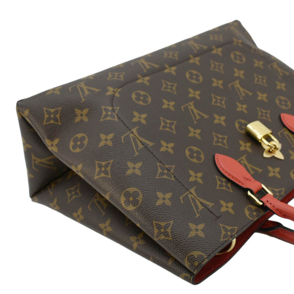 LOUIS VUITTON Flower Monogram Canvas Tote Shoulder Bag Cerise