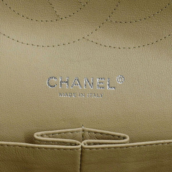 CHANEL Classic Jumbo Double Flap Quilted Caviar Leather Shoulder Bag Cream