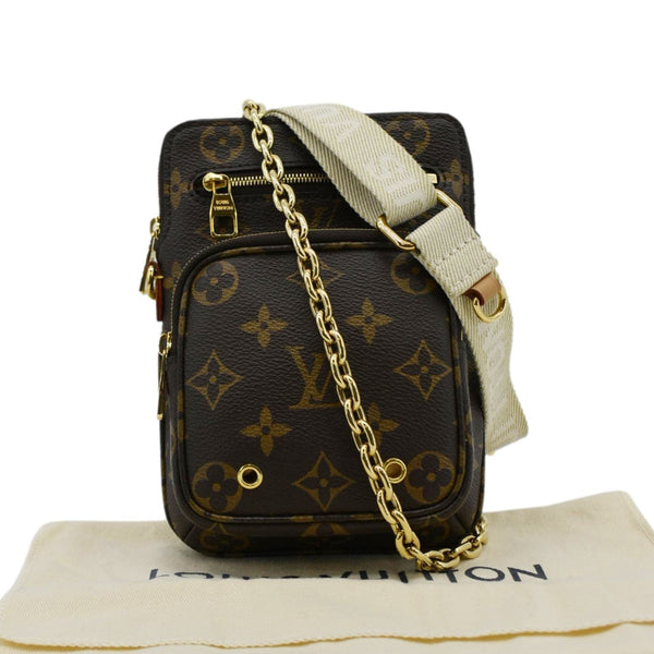 LOUIS VUITTON Utility Phone Sleeve Monogram Canvas Crossbody Bag Brown