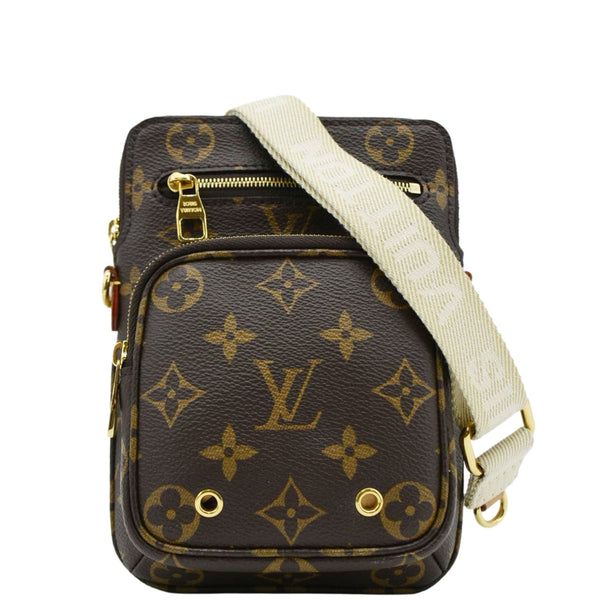 LOUIS VUITTON Utility Phone Sleeve Monogram Canvas Crossbody Bag Brown